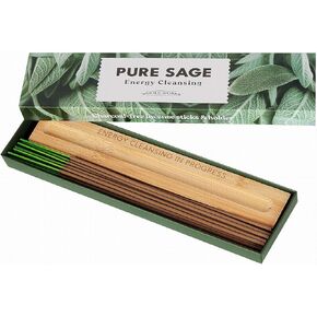 Premium Sage Incense Sticks with Holder - Charcoal-Free Smudging Incenses, Home Energy Cleansing, Spiritual Negative Energy Removal, Purification, Natural Aromatherapy Home Fragrance