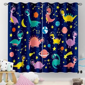 Kids Cute Cartoon Dinosaur Pattern Blackout Curtains for Boys Teens Bedroom,Living Room and Nursery,Funny Wild Animals Grommet Darkening Thermal Insulated Curtains, 42" × 63", Set of 2 Panels