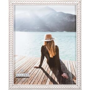 تصميمات Malden International Designs مقاس 8x10 بوصة مطرزة لسطح الطاولة وإطار صورة للحائط بلون طبيعي أبيض