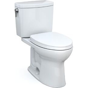 Toto TOTMS454124CUFG01 Drake II 1 GPF Two Piece Elongated Toilet with Left Hand Lever - Seat Included Cotton