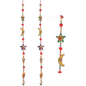 Set of 2 Indian Handcrafted Decorative Hanging for Home Wall Door Bedroom Living Room Party Décor and Gifting (Star & Moon)