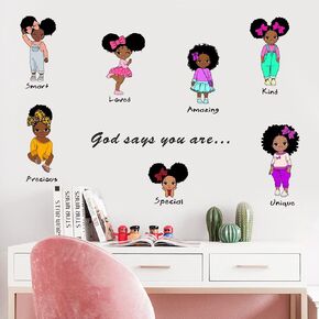 Black Girl Wall Decals Quotes Inspirational Peel and Stick Removable Wall Stickers Motivational Saying Vinyl Art Mural Home Decor for Kids Rooms Teen Girls Bedroom Playroom Nursery Classroom (Black Girl 03)