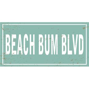 Beach Bum Blvd Metal Sign Retro Metal Sign Wall Decor Hanging Art Vintage Tin Sign Decorations for Home Bedroom 12 X 6 inches