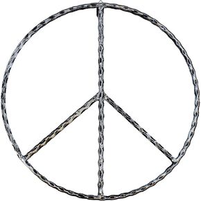 Large Metal Peace Sign Wall Decor Art - 16" Rustic Hippie Plaque