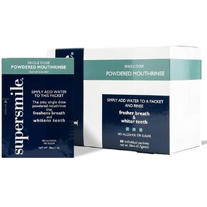 Supersmile Powdered Mouth Rinse - Clinically Proven to Freshen Breath and Whiten Teeth - Convenient TSA Approved On-the-Go Oral Mouthwash Packets - No Sugar or Alcohol