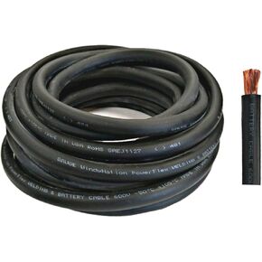 WNI 4 Gauge 20 Feet Black 4 AWG Ultra Flexible Welding Battery Copper Cable Wire - Made In The USA - Car, Inverter, RV, Solar