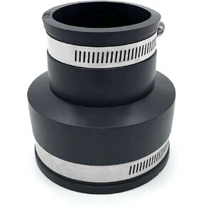 Flexible PVC Rubber Coupling with Stainless Steel Clamps 3 x 2 Inch, Black