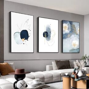3 Panels Framed Abstract Canvas Wall Art Boho Style for Living Room Bedroom Office Decor 16" X 24" X 3 pieces