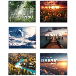 Inspirational Quotes Wall Art,Wall Art Decoration Painting, landscape Canvas Wall Art,Suitable for Library, Office,Living Room,Home Deco,Tabletop/Hanging,| 6-pack(20.32 x 25.40 cm ) unframed 3