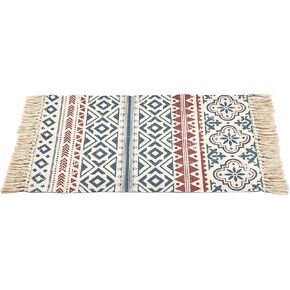 Cotton Area Rug, 2' x 3', Hand Woven Carpet Tassels Throw Rugs Door Mat Indoor Area Rugs for Bathroom, Bedroom, Living Room, Laundry Room Home Decoration