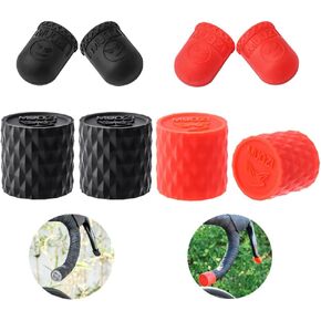 4Pcs Road Bike Handlebar End Cover + 4Pcs Bicycle Brake Handle Protect Cover, Silicone Handlebar End Sleeve Anti-slip Handlebar End Cap Bike Accessories for Most Bikes (Black+Red)