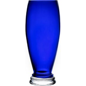 Barski - Handmade Glass - Footed Round Vase - Cobalt - 14" H (14 Inches High) Made in Europe