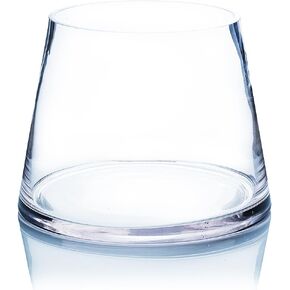 WGV Tapered Glass Vase, Width 8", Height 6", (Multiple Sizes Choices) Clear Taper up Cylinder Floral Planter Bouquet Centerpiece for Wedding Event Home Decor, 1 Piece (VTC7606)