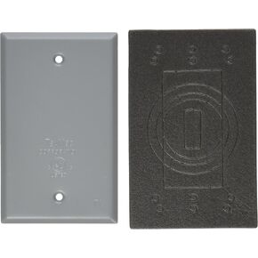 TayMac BC100S Weatherproof Metallic Device Cover, Blank, Single Gang, Gray