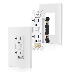 SURAIELEC GFCI Outlet 20 Amp, 2 Pack Self-Test GFI Electrical Outlets, Tamper & Weather-Resistant, GFCI Receptacle with Screwless Wall Plates, GFCI for Bathroom, Kitchen, and Outdoor, UL Listed, White