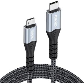 FEMORO USB C to Micro USB Cable 6Ft, USB-C Type C to Micro USB Cable 6 Feet Adapter for OTG Data Transfer & Charging for Kindle PS4 Old Android Phones and More MicroUSB Devices