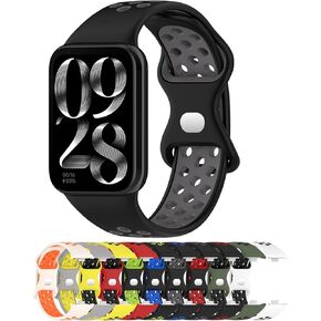 MOTONG Compatible with Xiaomi Band 8 Pro Replacement Band - Silicone Replacement Wrist Band Strap Compatible with Xiaomi Band 8 Pro(Silicone Black + Grey)