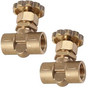 Brass Needle Valve 1/4" Female x 1/4" Female Connection Replacement Control Needle Valve (Pack of 2)