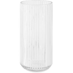 Navaris Glass Flower Vase - Clear Ribbed Tall Vase for Flowers and Pampas Grass - Large Modern Decorative Vases - ⌀ 11.5 x 25 cm / ⌀ 4.5 x 9.8 in - Grey