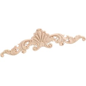 Long Wood Appliques Onlays Wood Decorative Applique Onlays DIY Wood Appliques Unpainted Wooden Carved Onlays for Bed Door Cabinet Wardrobe Furniture Decoration(1PC,30x8cm/11.8"x2.4")