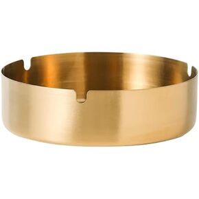 Ashtray Tabletop Round Stainless-Steel Cigarette Ashtray Set for Hotel, Restaurant, Outdoors and Indoor(Golden,8cm)