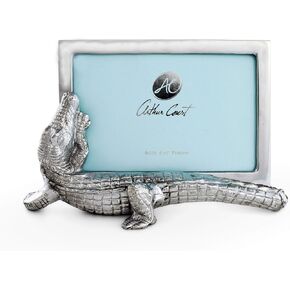 Arthur Court Designs Aluminum Alligator Photo Picture Frame Holds 4x6
