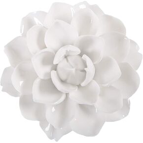 ALYCASO Ceramic Flower Wall Décor Artificial 3D Flower Wall Art for Living Room Home Hallway Bedroom Kitchen Farmhouse Bathroom Dining Room (5.11 inch, Lotus - Grey)