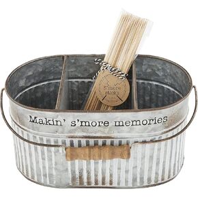 Mud Pie Tin S'More Skewer Set, Bucket 5" x 10"