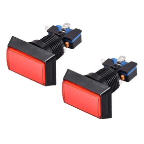 uxcell Game Push Button 49x33 Rectangle 12V LED Illuminated Push Button Switch with Micro Switch for Arcade Video Games White 2pcs