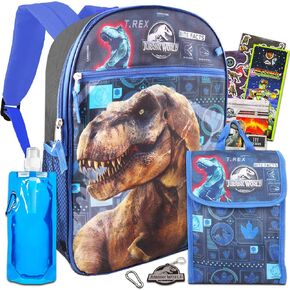 Fast Forward Jurassic World Backpack and Lunch Box Set - Jurassic World Backpack Kids, Jurassic World Lunch Box, Water Bottle, Keychain, Stickers, More | Jurassic World Backpack with Lunch Box