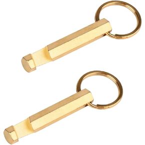 2PCS Solid Brass Keychain Beer Bottle Opener with Brass Key Rings Handcrafted in Brass Copper,（KPQ-502L）