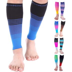 Doc Miller Compression Calf Sleeve for Men & Women, Medical Grade, 20-30mmHg Graduated Support for Running, Calf Tear, Shin Splints, Knee High, Calf Sleeves, Stripes Design, Small, 1 Pair