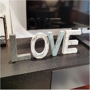 Wooden Letter Table Top Freestanding Sign，Rustic Wood LOVE Sign,LOVE Signs for Home Decor,Freestanding Wooden Letters for Wedding/Thanksgiving/Christmas/Decoration,Multicolor (LOVE)