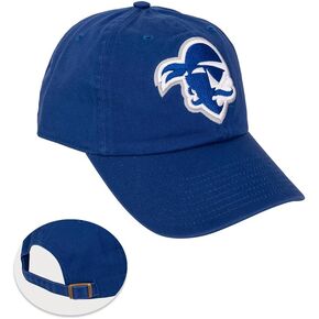 Desert Cactus Seton Hall University Baseball Hat SHU Pirates Brimmed Embroirderd Hats Cap Adjustable Cloth Strap Adult (Style A) Blue