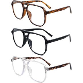 Oversized Reading Glasses for Women and Men,Blue Light Retro Aviator Reader Spring Hinge