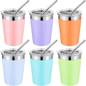 Needbrock 10 Pcs Mini Tumbler Shot Glass with Straw, 3oz Sublimation Shot Glass Tumblers Set Stainless Steel Double Wall Vacuum Insulated Shot Glasses Cups for Cocktail Coffee Whiskey Beer