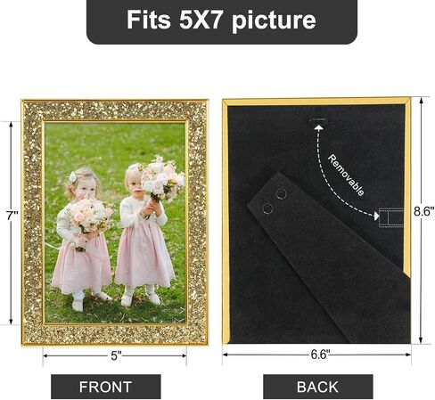 IZIDDO 4x6 Picture Frames Set of 2, Gold Sequins Bling Glitter Photo Frame, Made of Metal and Real Glass, for Wall or Tabletop Display (Gold, 4x6 in Saudi Arabia