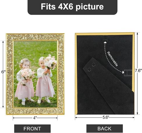 IZIDDO 4x6 Picture Frames Set of 2, Gold Sequins Bling Glitter Photo Frame, Made of Metal and Real Glass, for Wall or Tabletop Display (Gold, 4x6 in Saudi Arabia
