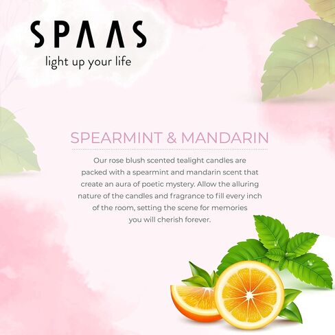 شموع أضواء الشاي المعطرة من SPAAS في أكواب شفافة - عطر الكمثرى والتين البري - شموع خفيفة معطرة ممتازة للسبا والديكور الرومانسي والعشاء وديكور المنزل - عبوة من 24 قطعة in Saudi Arabia