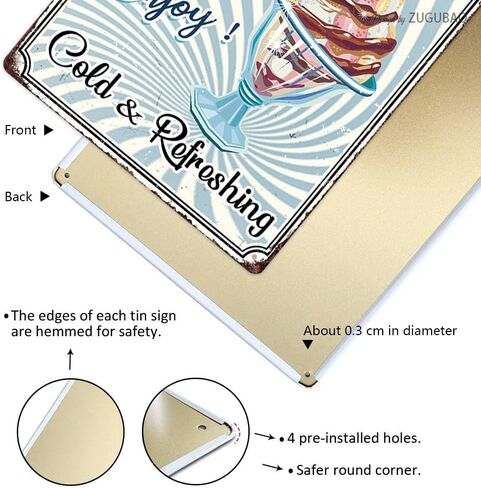 الآيس كريم المعادن علامة الألبان الطازجة الآيس كريم ديكورات المطبخ متجر الحلوى جدار الفن لوحة ديكور المنزل مقهى بار ملصق تين علامة معلقة لوحة 8x12 بوصة in Kuwait