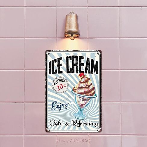 الآيس كريم المعادن علامة الألبان الطازجة الآيس كريم ديكورات المطبخ متجر الحلوى جدار الفن لوحة ديكور المنزل مقهى بار ملصق تين علامة معلقة لوحة 8x12 بوصة in Kuwait