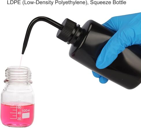 stonylab LDPE Chemical Wash Bottle, 2-Pack Watering Tool Safety Black Plastic Squeeze Bottle Lab Rinse Bottle with Scale Labels and Narrow Mouth Squirt Bottle, 250 ml (8 oz) in Saudi Arabia