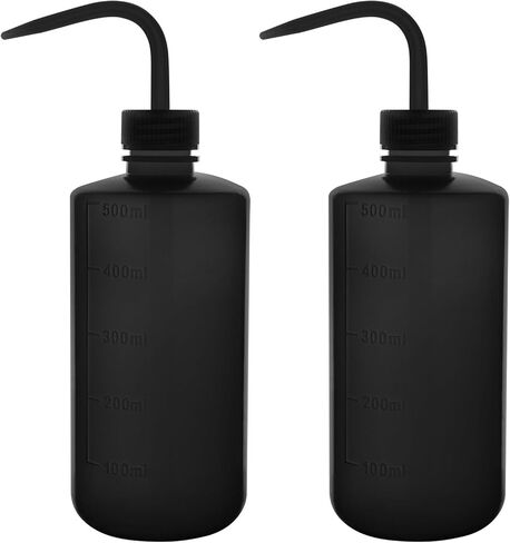 stonylab LDPE Chemical Wash Bottle, 2-Pack Watering Tool Safety Black Plastic Squeeze Bottle Lab Rinse Bottle with Scale Labels and Narrow Mouth Squirt Bottle, 250 ml (8 oz) in Saudi Arabia