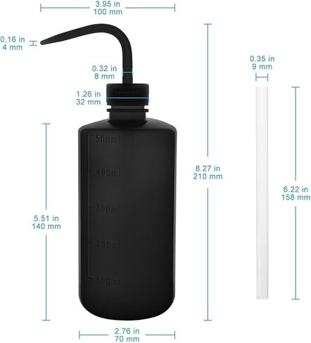 stonylab LDPE Chemical Wash Bottle, 2-Pack Watering Tool Safety Black Plastic Squeeze Bottle Lab Rinse Bottle with Scale Labels and Narrow Mouth Squirt Bottle, 250 ml (8 oz) in Saudi Arabia
