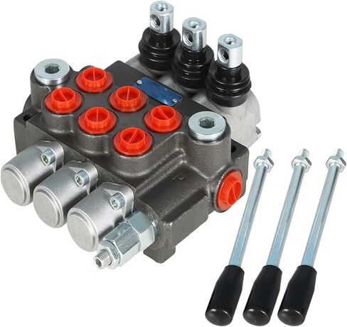 صمام التحكم الاتجاهي الهيدروليكي 3 بكرة 13 GPM 3600 PSI منافذ BSPP، صمام هيدروليكي مزدوج الفعل قابل للتعديل يناسب لوادر الجرارات الصغيرة in Saudi Arabia