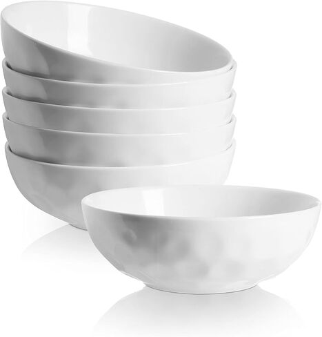 vicrays Ceramic Salad Bowls Set for Kitchen, Serving - 32 Ounce Soup Bowls, Pasta Bowls, Chip Resistant, Dishwasher Microwave Safe, Large, Fluted, stoneware, Set of 6 (Blue) in Saudi Arabia
