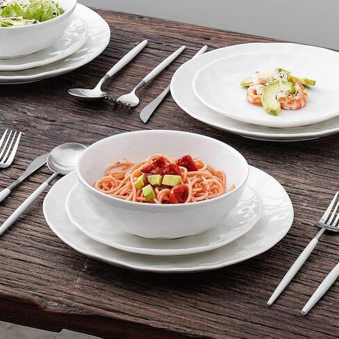 vicrays Ceramic Salad Bowls Set for Kitchen, Serving - 32 Ounce Soup Bowls, Pasta Bowls, Chip Resistant, Dishwasher Microwave Safe, Large, Fluted, stoneware, Set of 6 (Blue) in Saudi Arabia