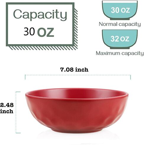 vicrays Ceramic Salad Bowls Set for Kitchen, Serving - 32 Ounce Soup Bowls, Pasta Bowls, Chip Resistant, Dishwasher Microwave Safe, Large, Fluted, stoneware, Set of 6 (Blue) in Saudi Arabia