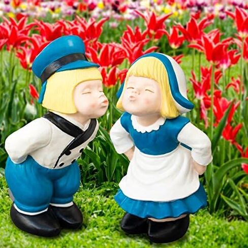 BRECK'S - Kissing Dutch Couple Statues - Set of 2 - 1 Boy and 1 Girl in Saudi Arabia