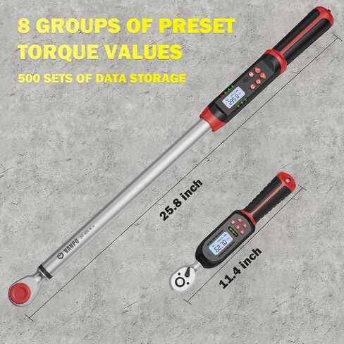 Digital Torque Wrench, 2Pcs 1/2 Inch Drive 3.1-62.7Ft.lb/4.2-85Nm & 14.7-295Ft.lb/20-400Nm Electronic Torque Wrench Set with Buzzer, LED Indicator, Preset Value, Data Storage for Bike, Moto, Car in Saudi Arabia